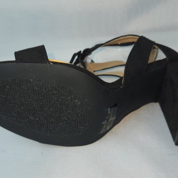 Charlotte Russe, block heels, slingback black, velvet, strappy, lace up, size 11 - Picture 10 of 15
